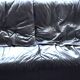 Gerard Guermonprez black leather sofa, cocooning sofa