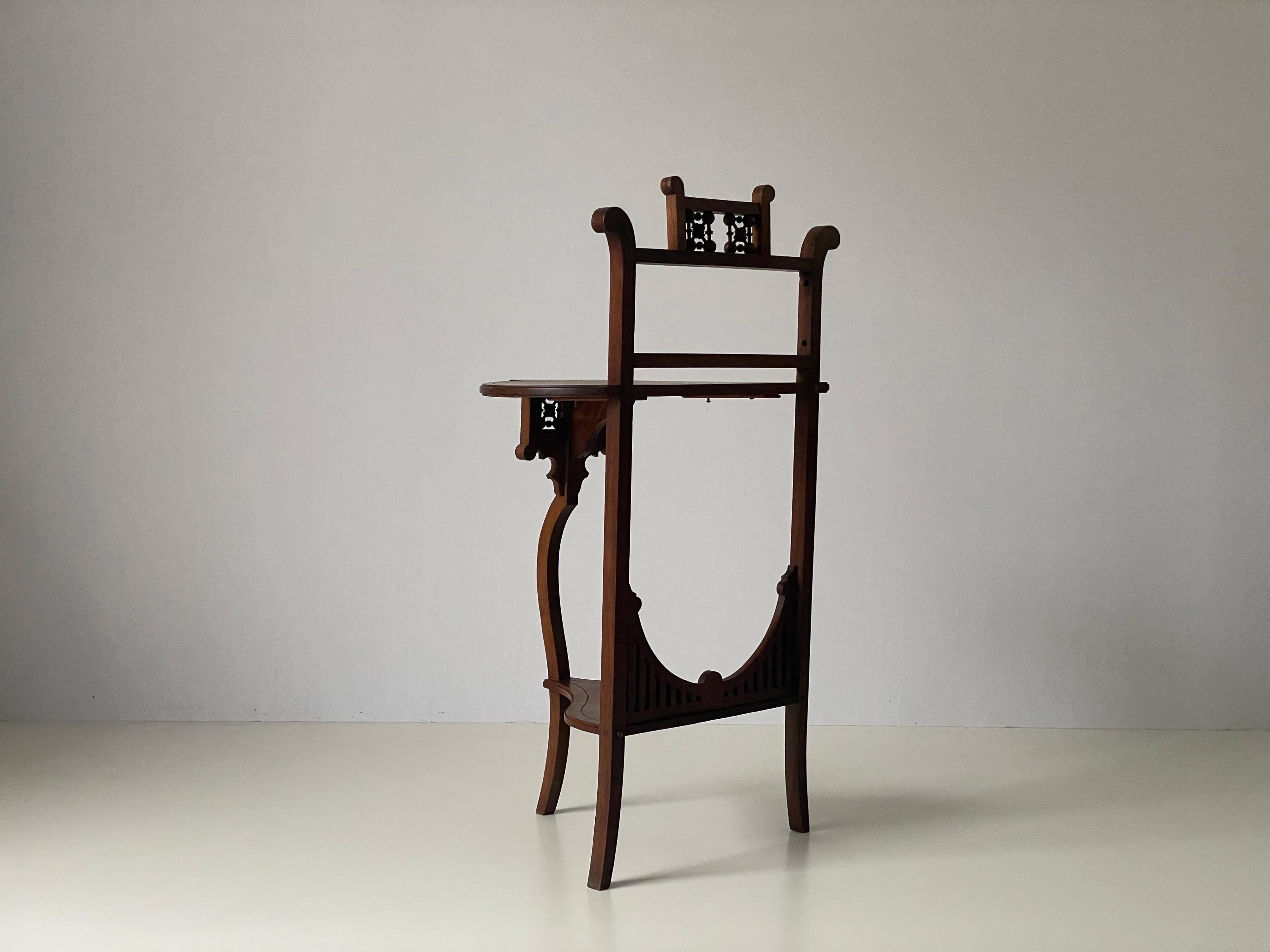 Two-tier walnut console table, 1950s, France.