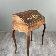 Secretary with a drop-down front in marquetry, Louis XV style, 19th century.