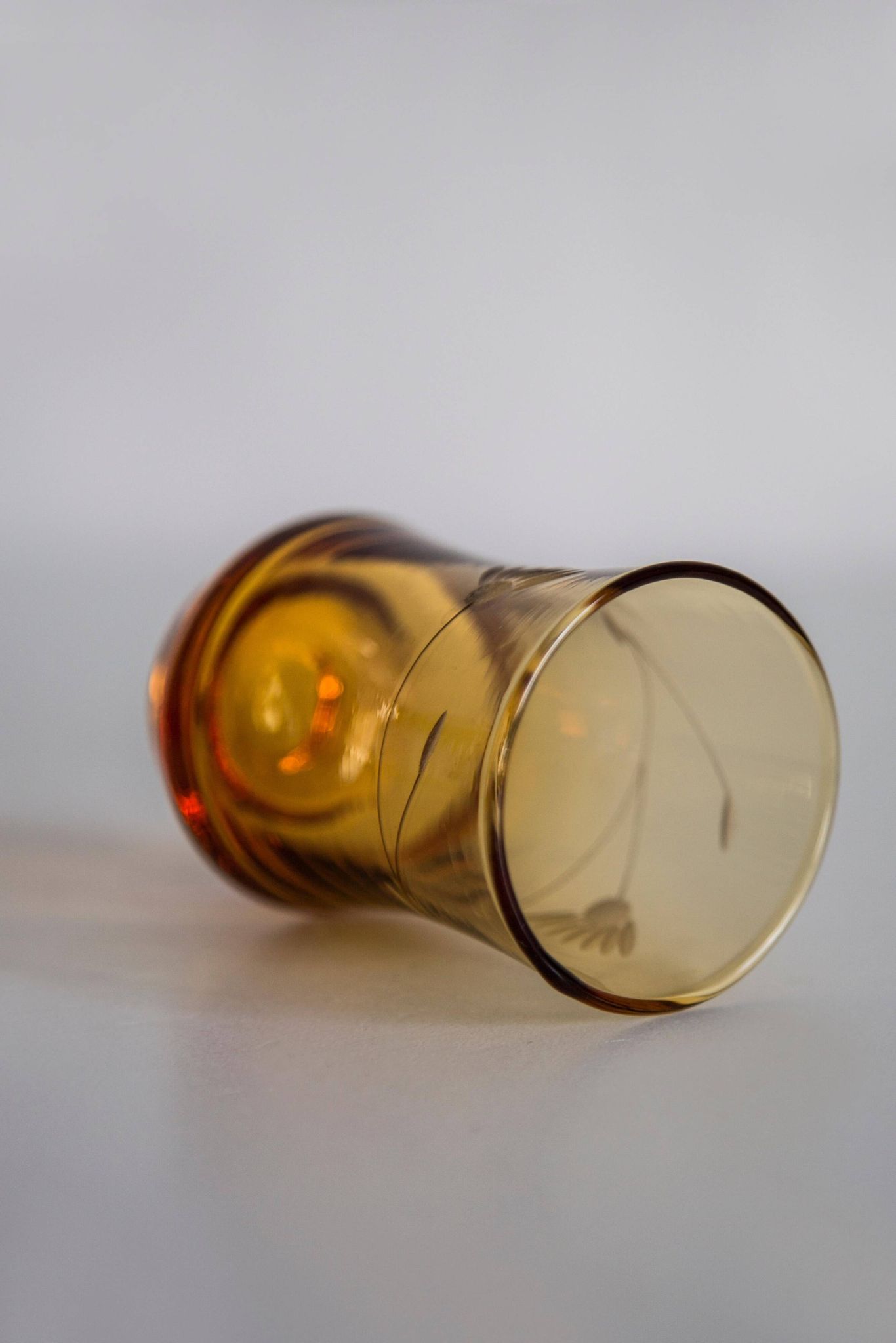 Set of six mid-century glasses and yellow Murano pot, Europe, 1960s.