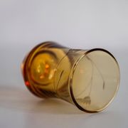 Set of six mid-century glasses and yellow Murano pot, Europe, 1960s.