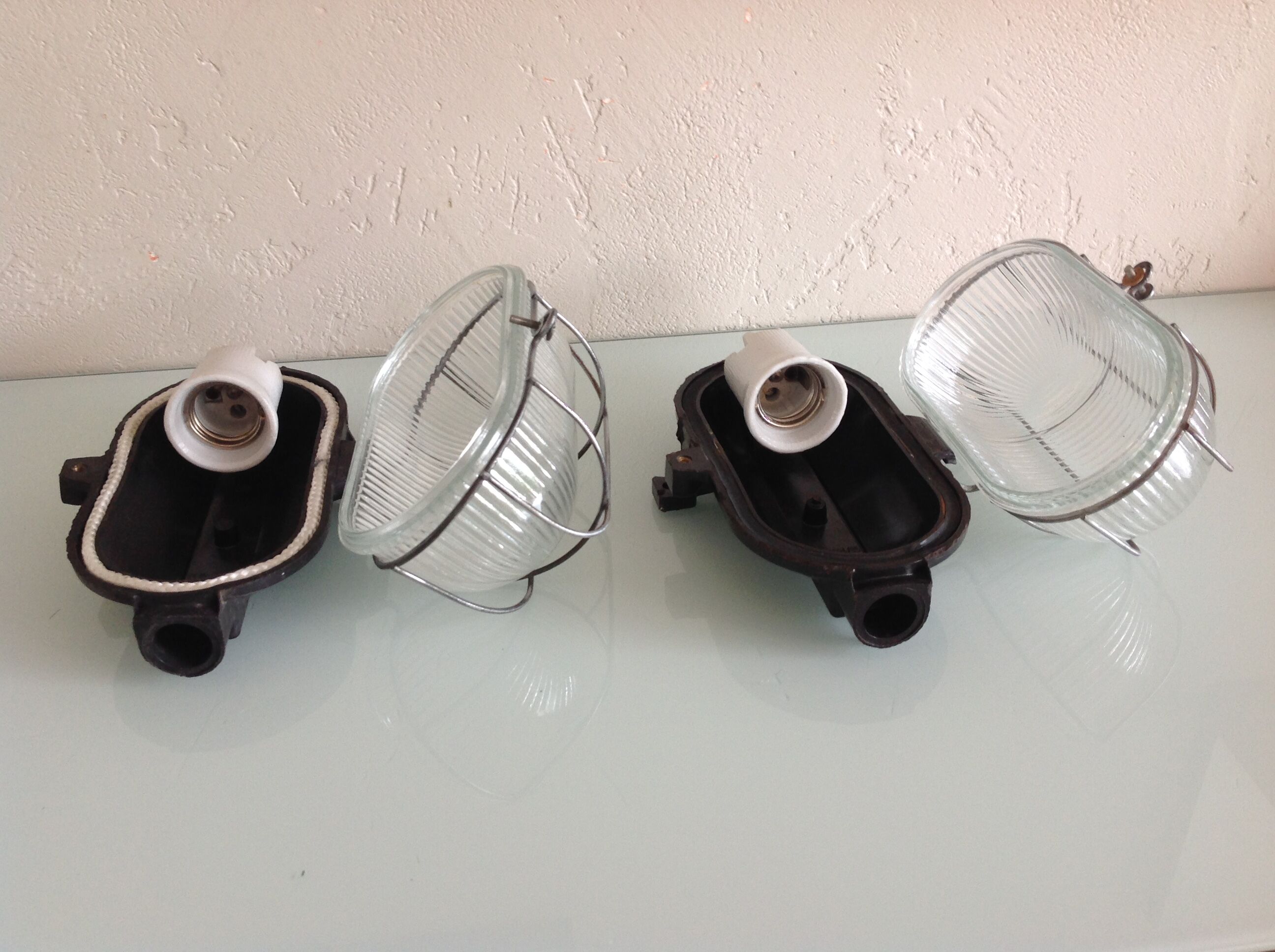 Pair of portholes industrial sconces 60/70