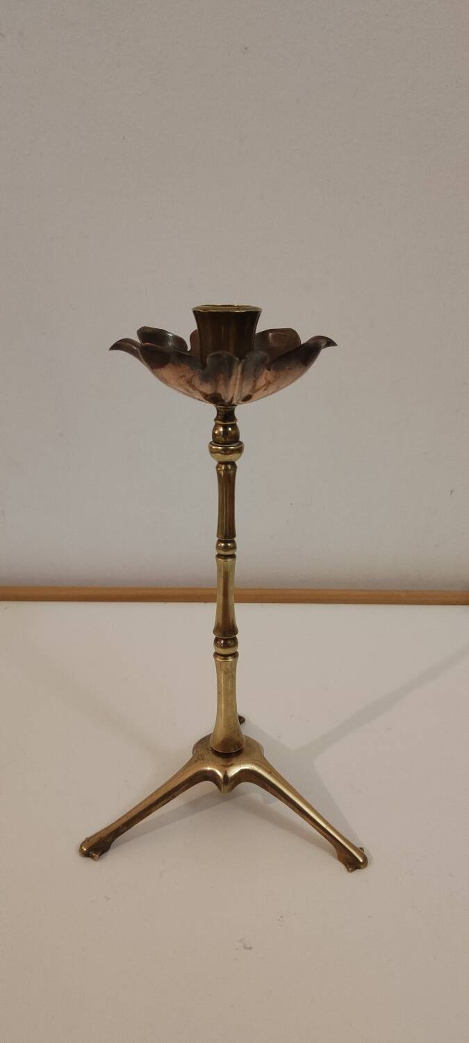 Brass and copper candlestick by Was Benson 1900
