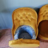 Pair of toad armchairs chest 80s