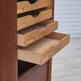 1960s, Danish office cabinet, original condition, teak wood, sliding doors, drawers inside.