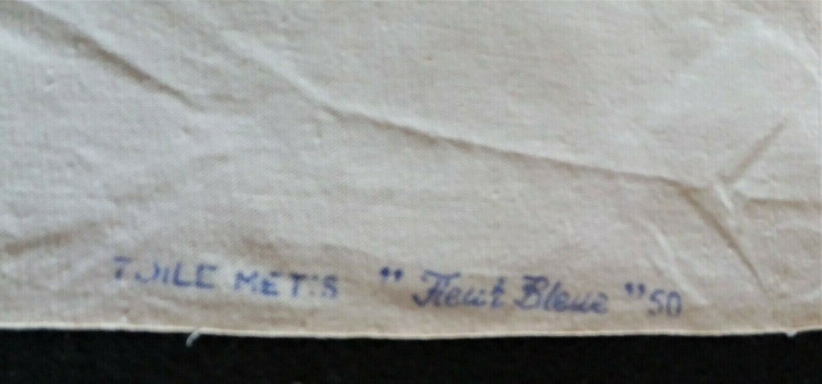 Old sheet embroidered mestizo blue flower in the edge 205 X 315 cm