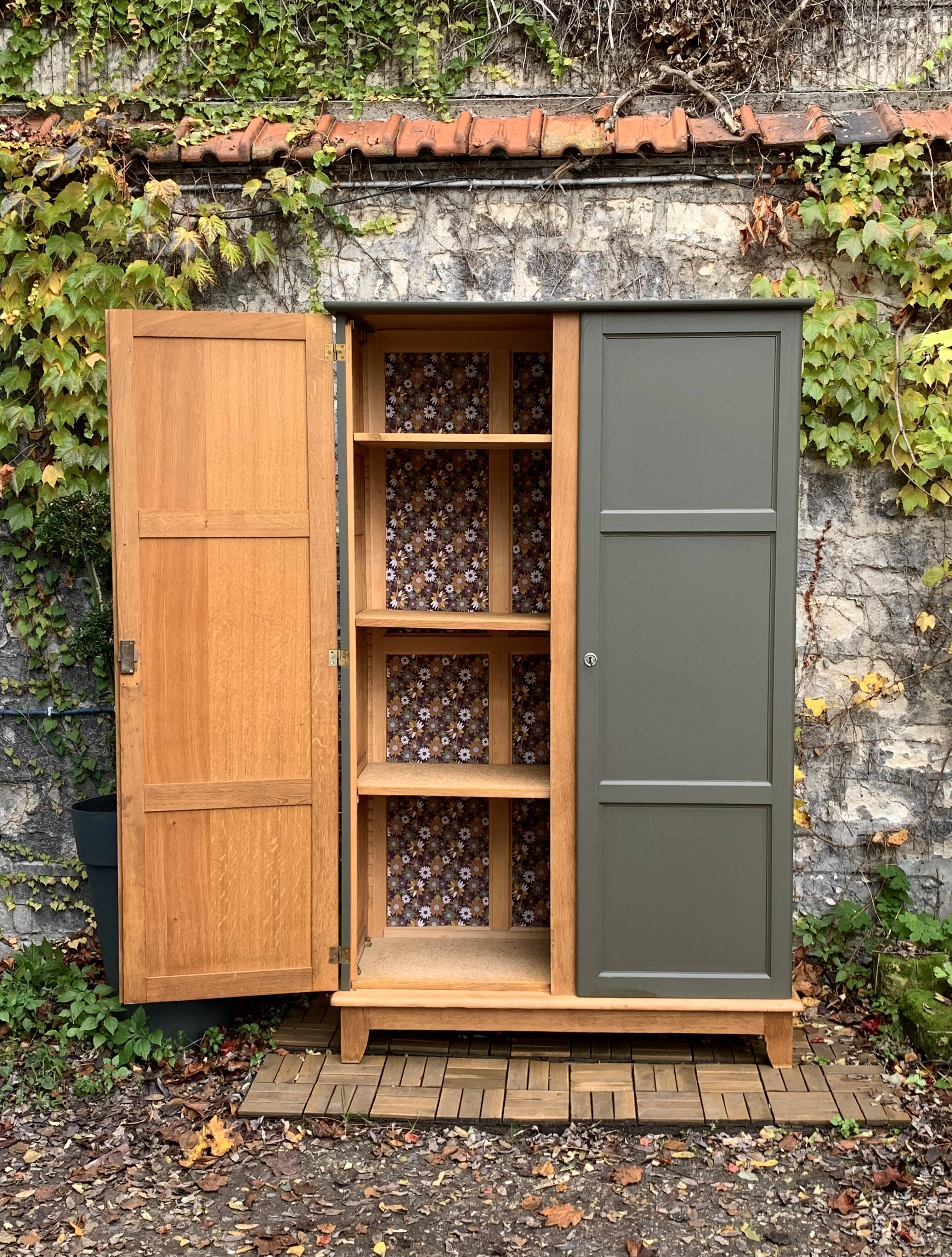 Parisian solid oak wardrobe 1960