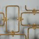 Vintage headboard for double bed in brass, geometric design, Italy, 1960s.
