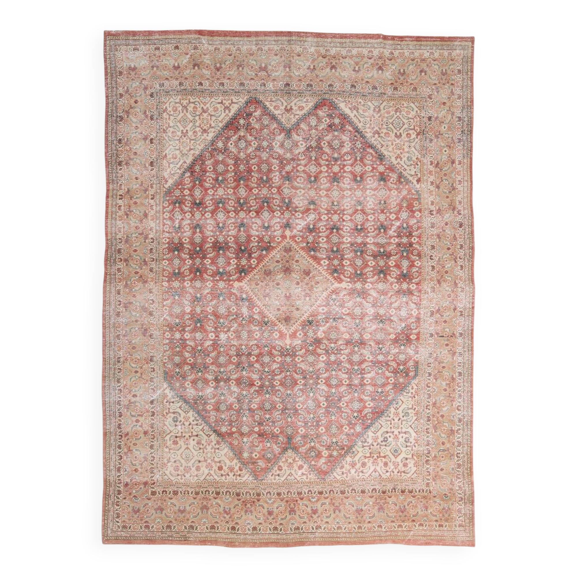 Old Antique 1955s Red Persian Heriz Rug, 274x378Cm