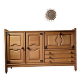 Vintage design oak buffet by Guillerme and Chambron