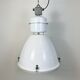 Large White Enamel Industrial Factory Lamp with Glass Cover, 1990s