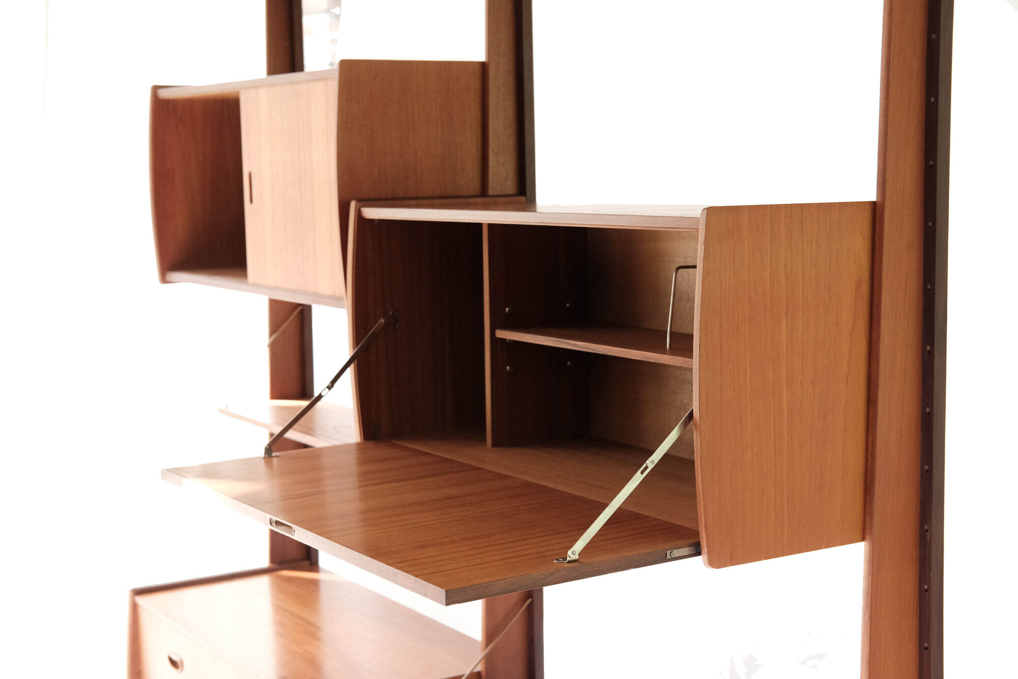 Free standing teak wall unit by Torbjorn Afdal for Bruksbo Tyristrand, 2 Modules, Norway 1960's