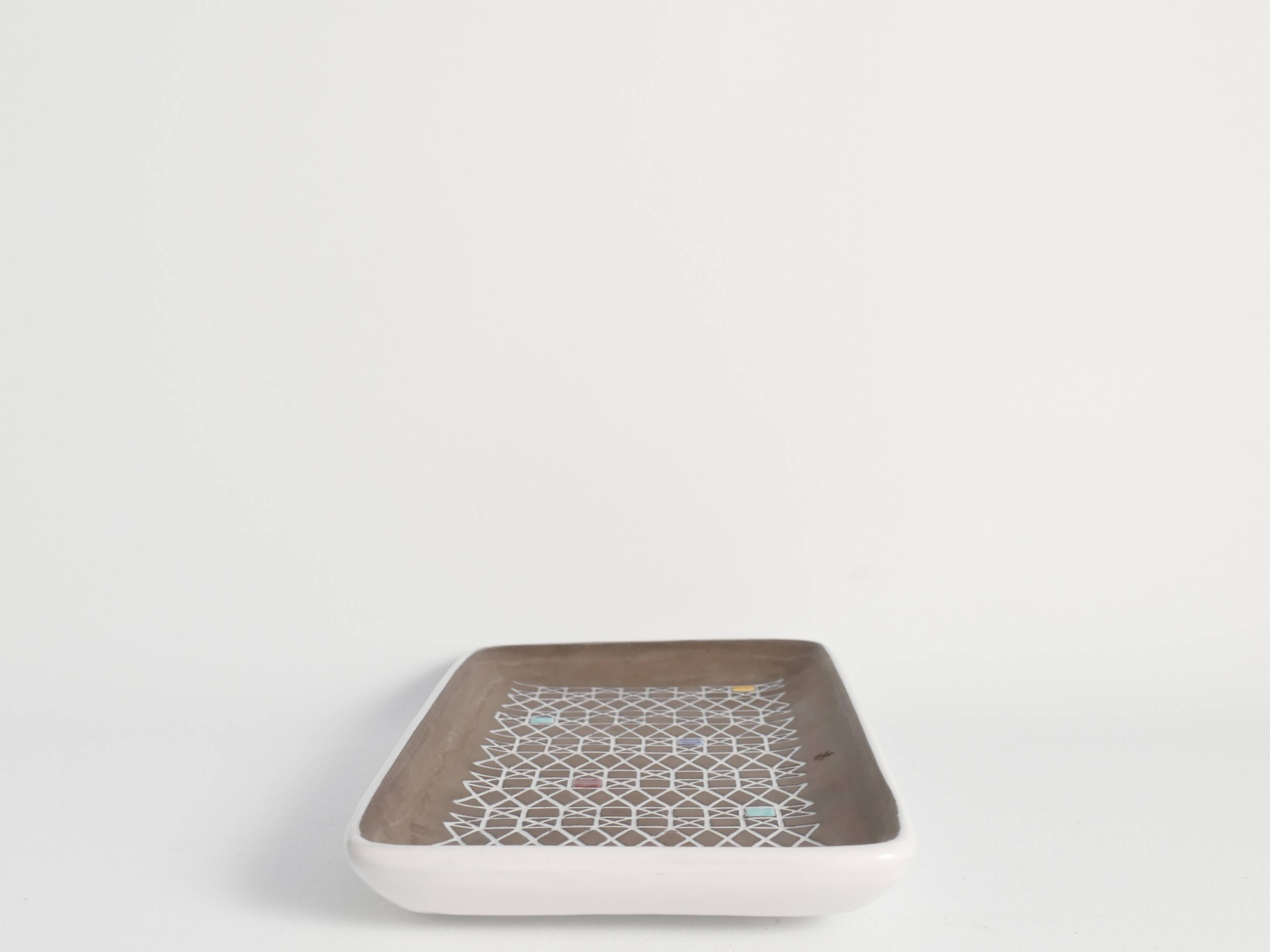 Brown and White "Corso" Ceramic Dish by Ingrid Atterberg for Upsala Ekeby, 1950s