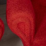Pair of vintage 50s armchairs red fabric Italian design