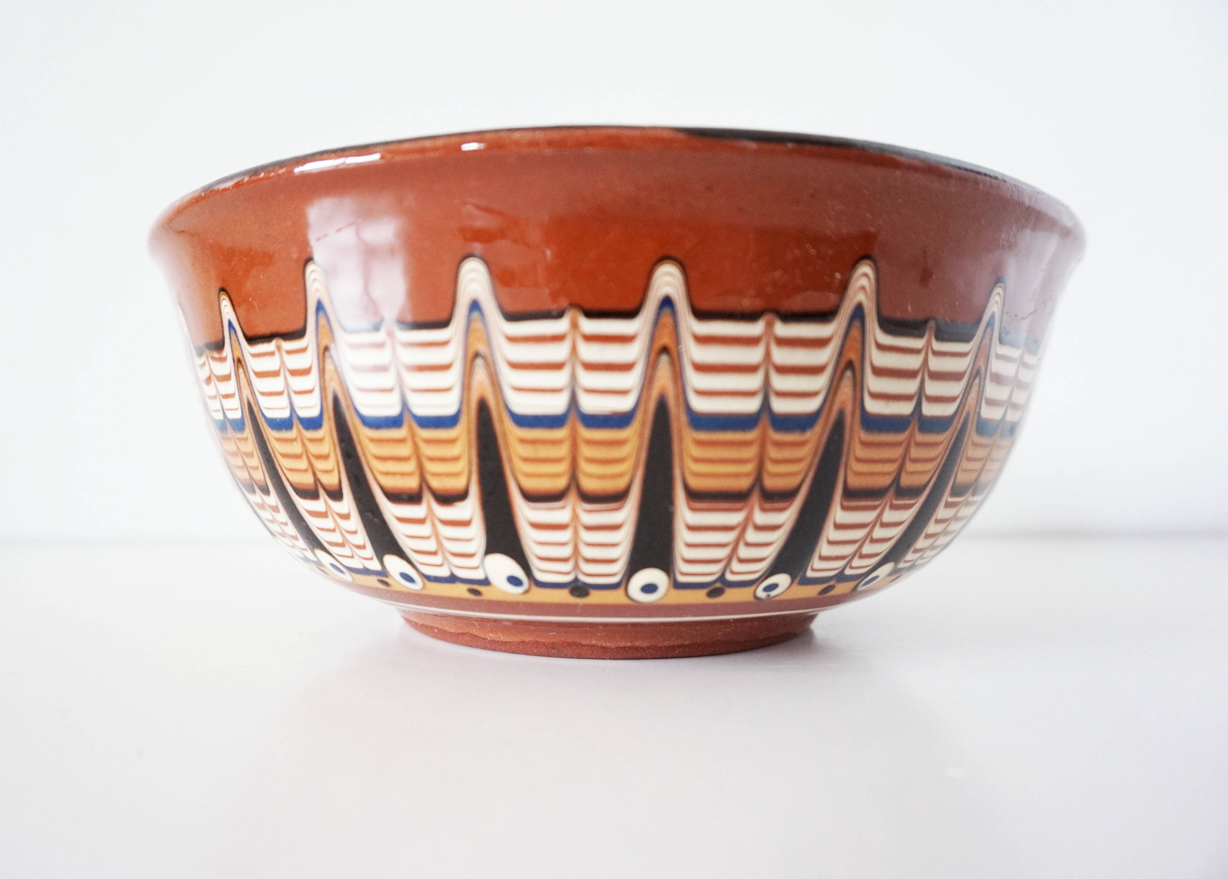 Terracotta salad bowl Bulgaria folk art