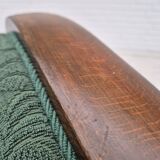 1950s, 3-seater sofa, green furniture blend wool, beech wood.