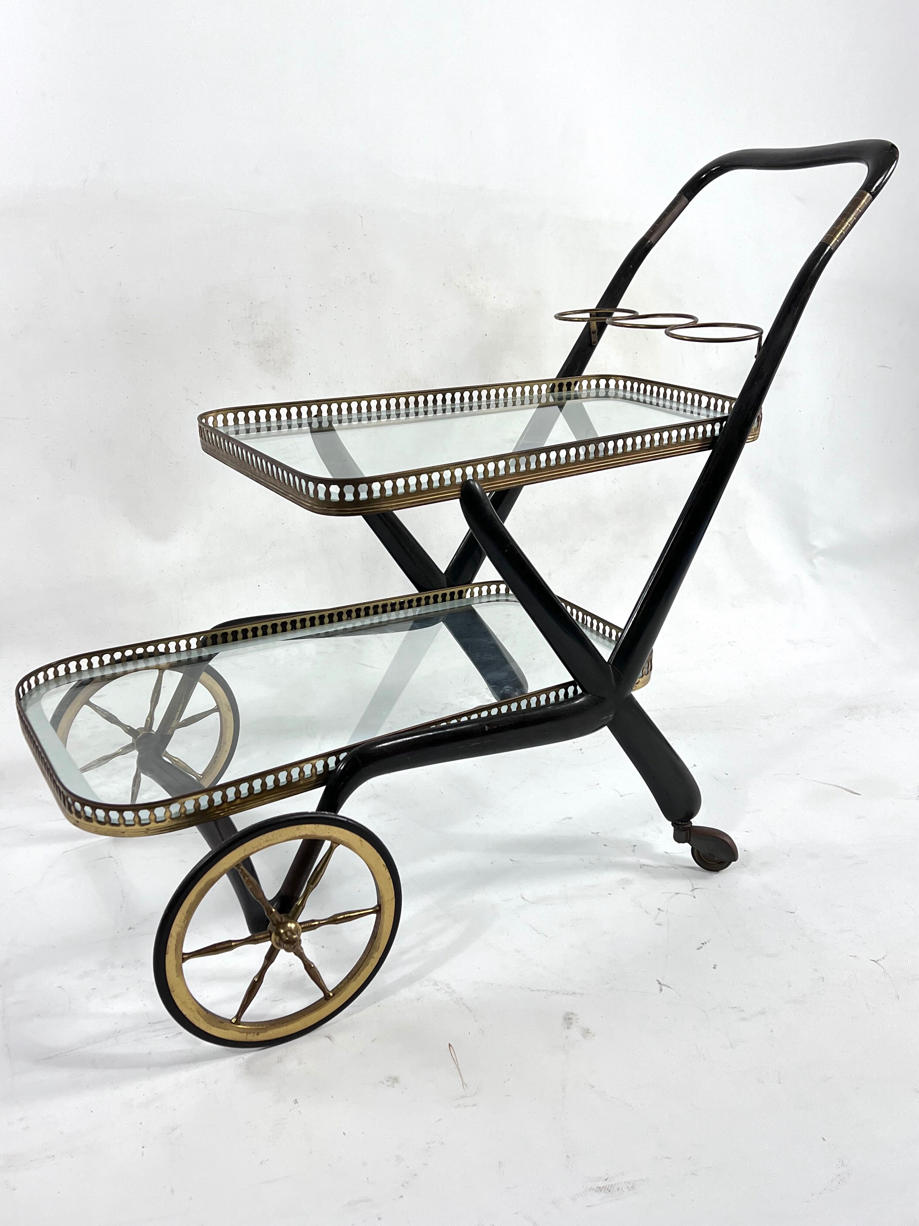 Mid-century serving bar cart, italy 1950s