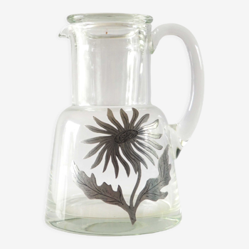 Carafe de nuit verre et étain