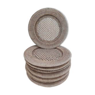 Rattan and cane plate coasters