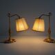 Bedside lamps set metal with fabric shades