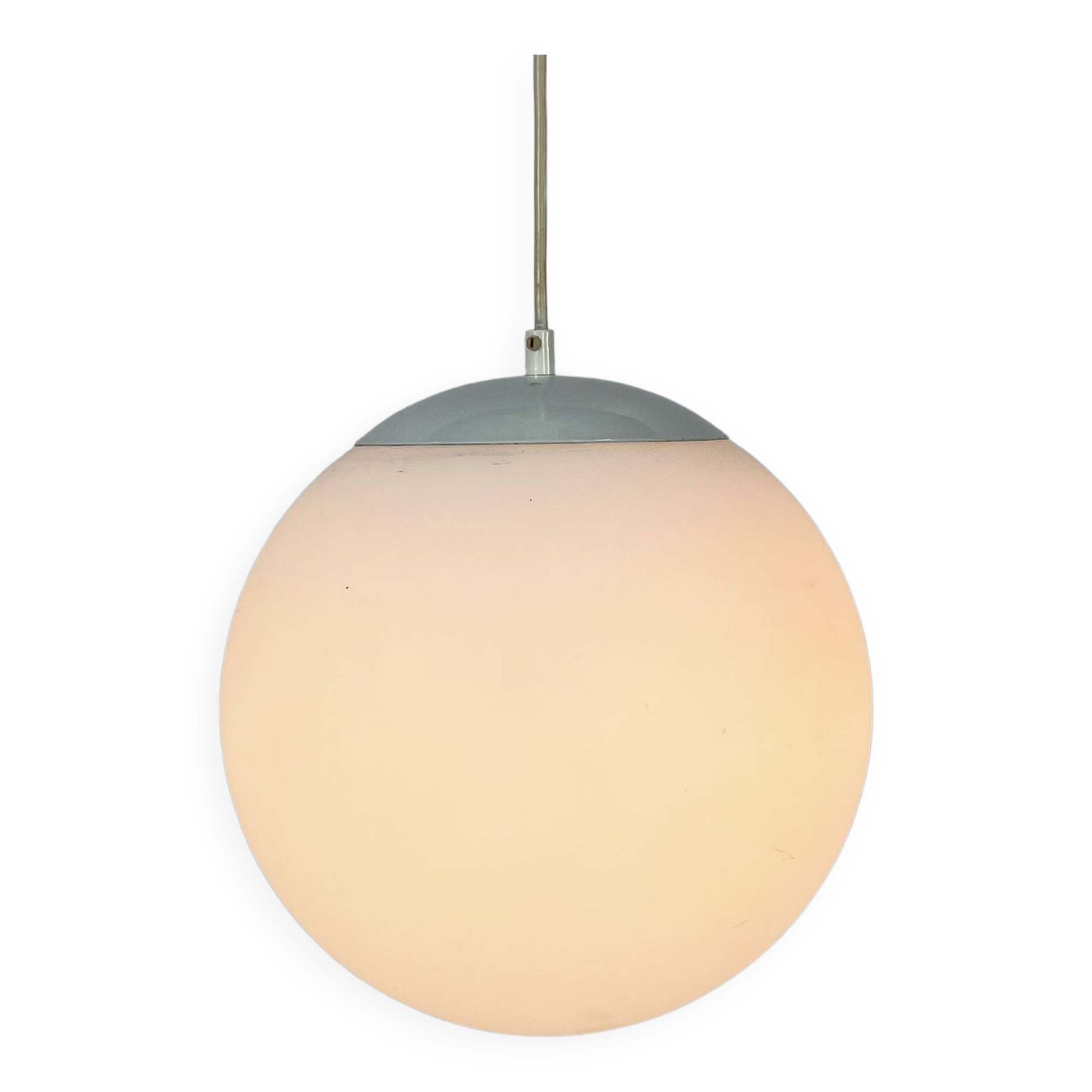 Vintage glass hanging ball lamp by hala zeist, 1960s
