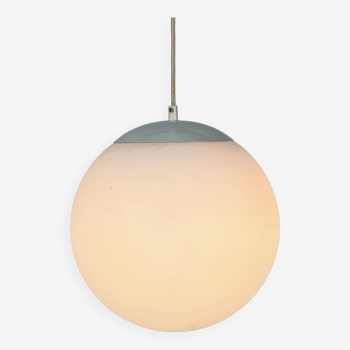 Vintage glass hanging ball lamp by hala zeist, 1960s