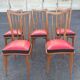 Set of five bistro chairs in wood and imitation leather, Charles Ramos Baumann style