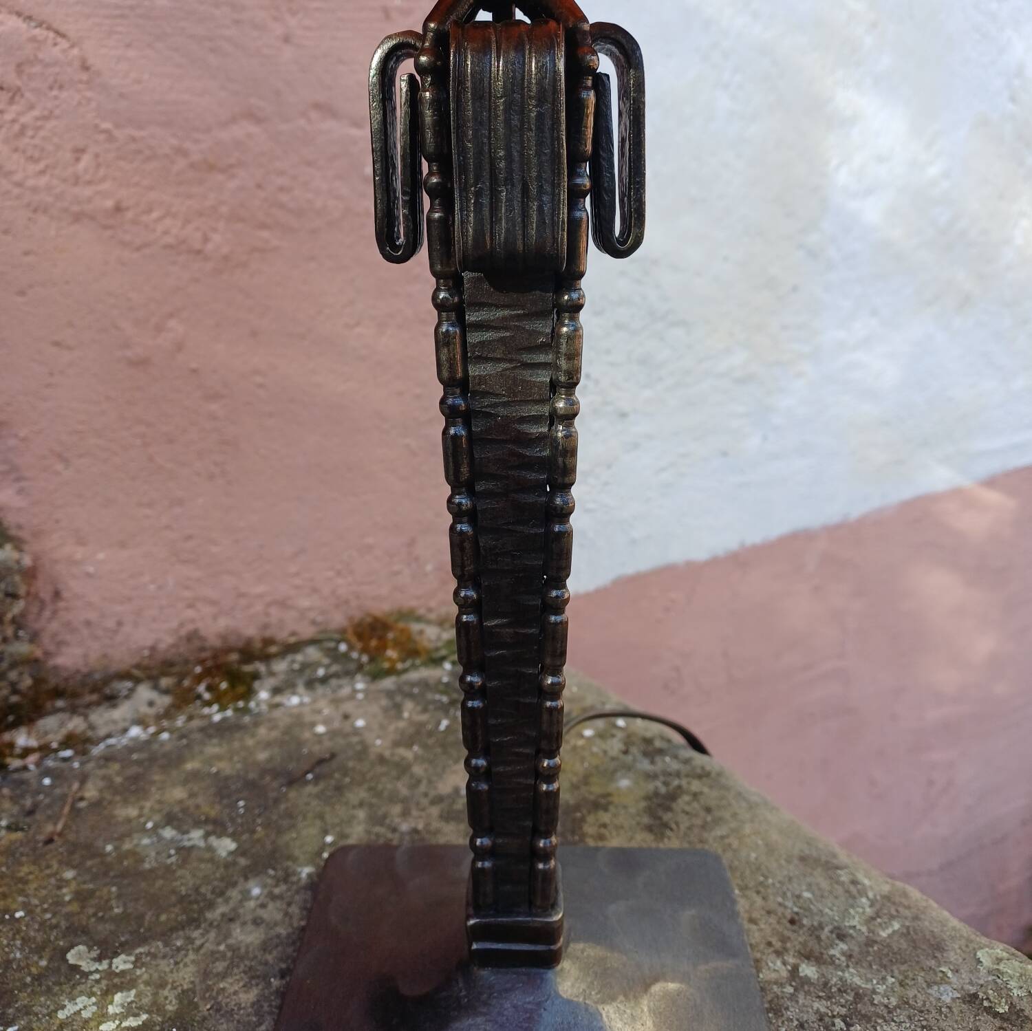Art Deco Mushroom Lamp Obus glass paste Muller, wrought iron