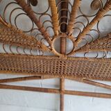 Peacock rattan headboard bed