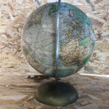 Old terrestrial globe world map perrina paris glass vintage metal foot