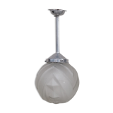 Geometric etched glass and metal art deco pendant light