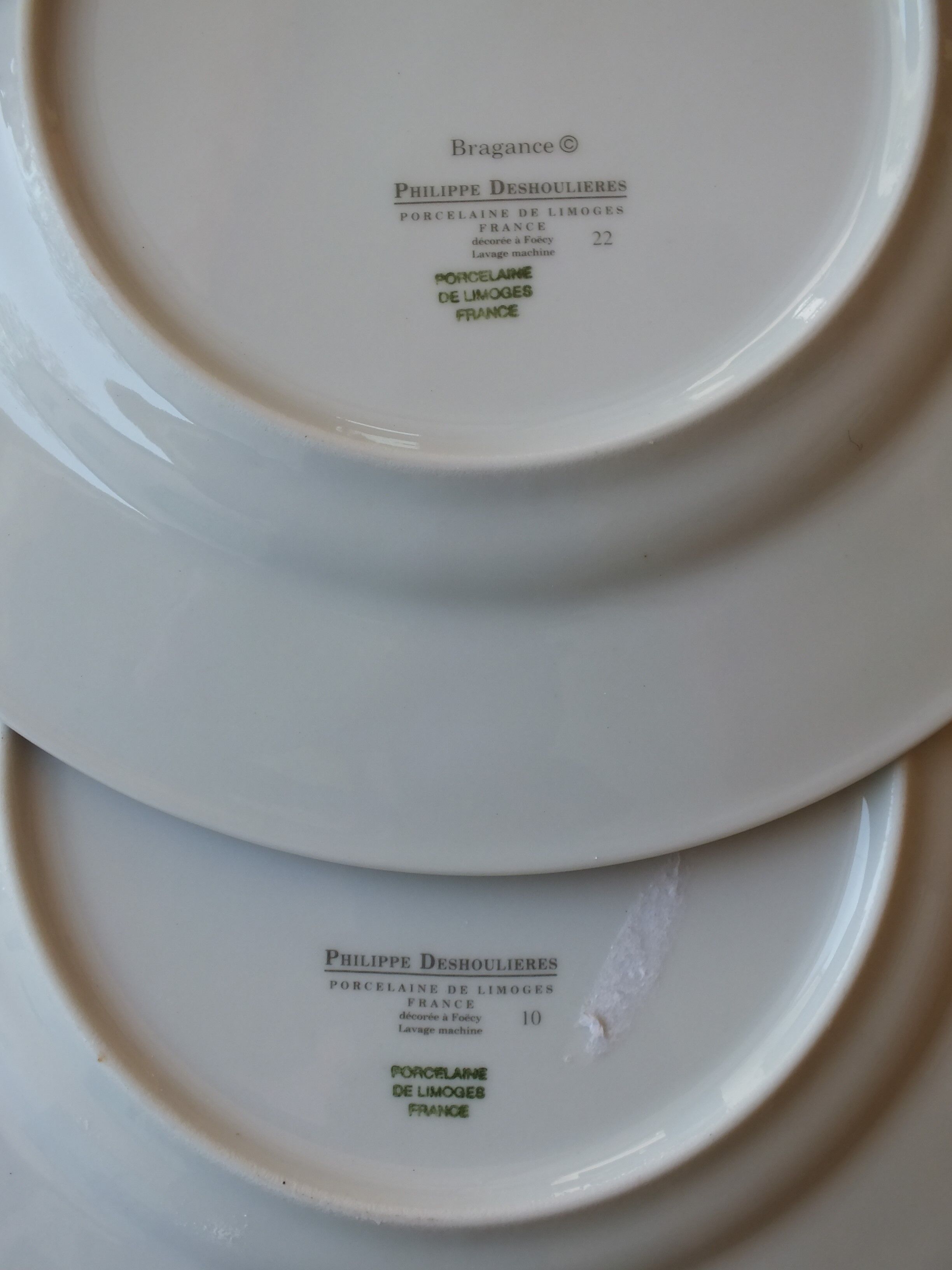 5 porcelain dessert plates from Limoges - Deshoulières and Guy Degrenne