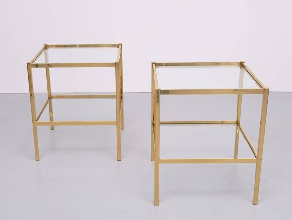 Tables d'appoint en laiton attribuées à Maison Baguès, France, années 1970