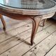 Vintage coffee table from the 60s – Rattan top with a sunburst pattern