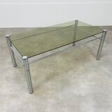 Coffee table chrome and smoked glass 70s