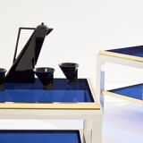 Pair of Flaminia chrome brass side tables by Willy Rizzo 1970