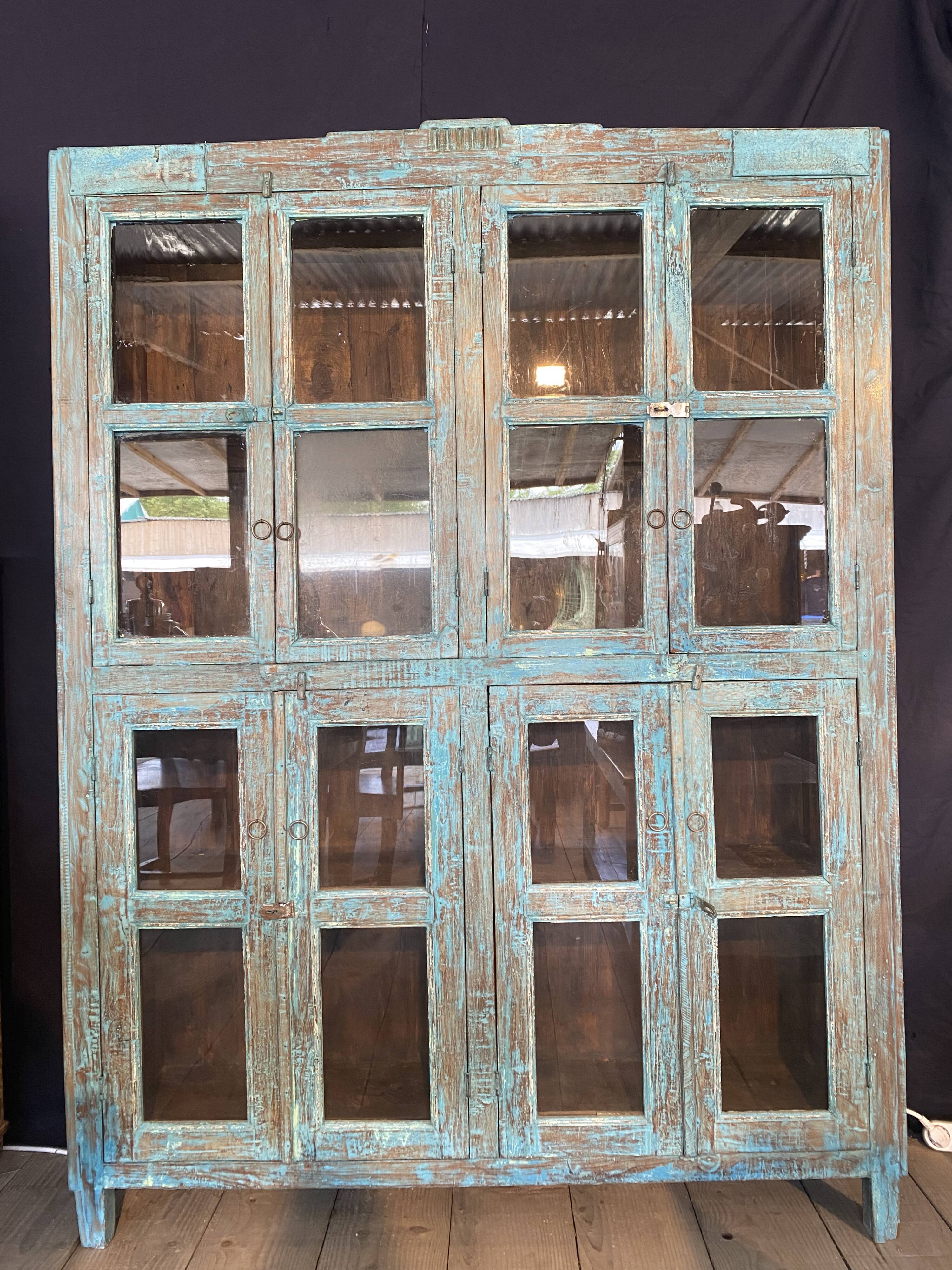 Glazed buffet in blue lacquered teak