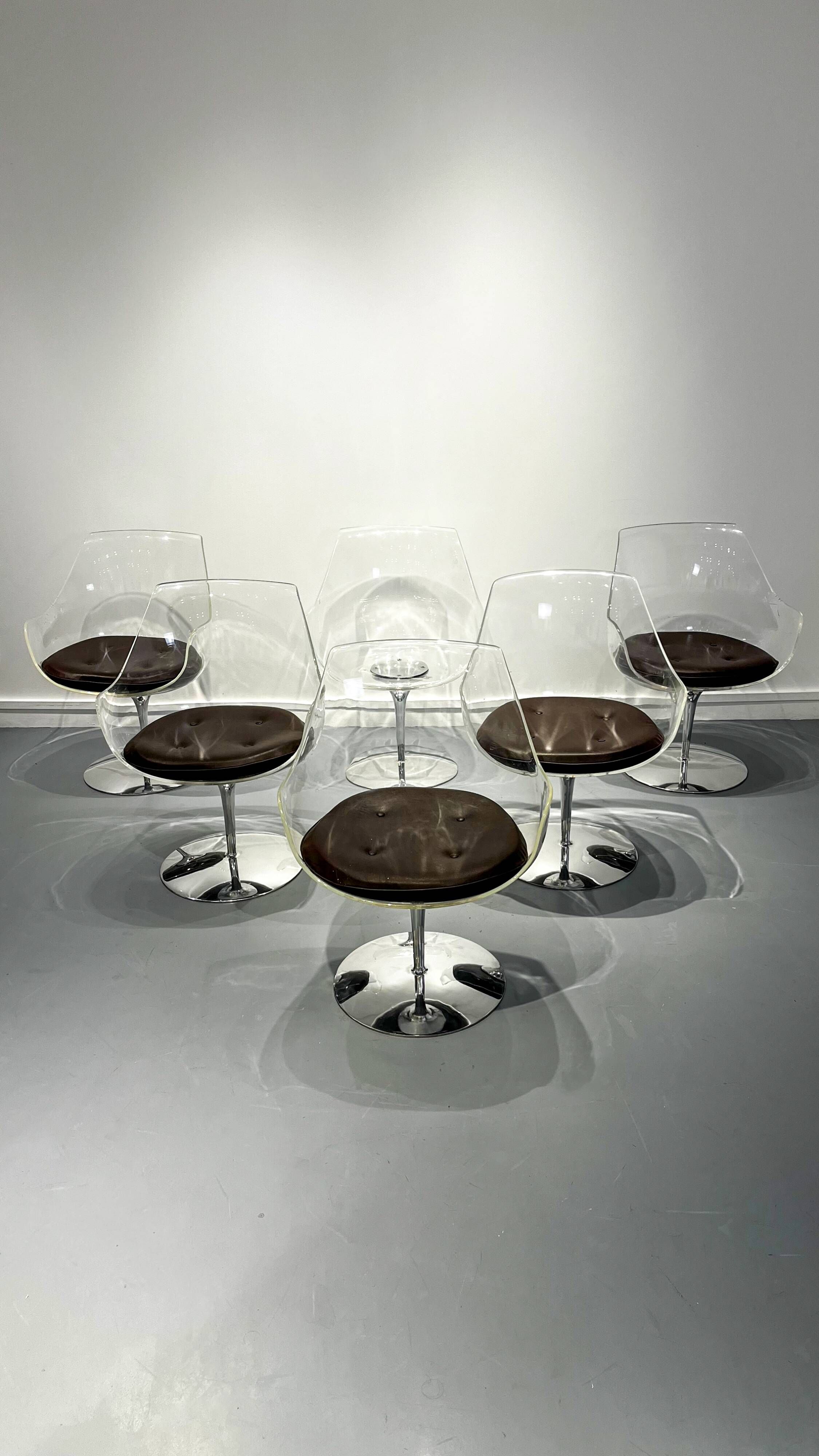 Set of 6 Champagne Armchairs by Erwine & Estelle Laverne, c.1950