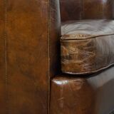 Set of 2 sturdy design armchairs made of cowhide with a beautiful deep color