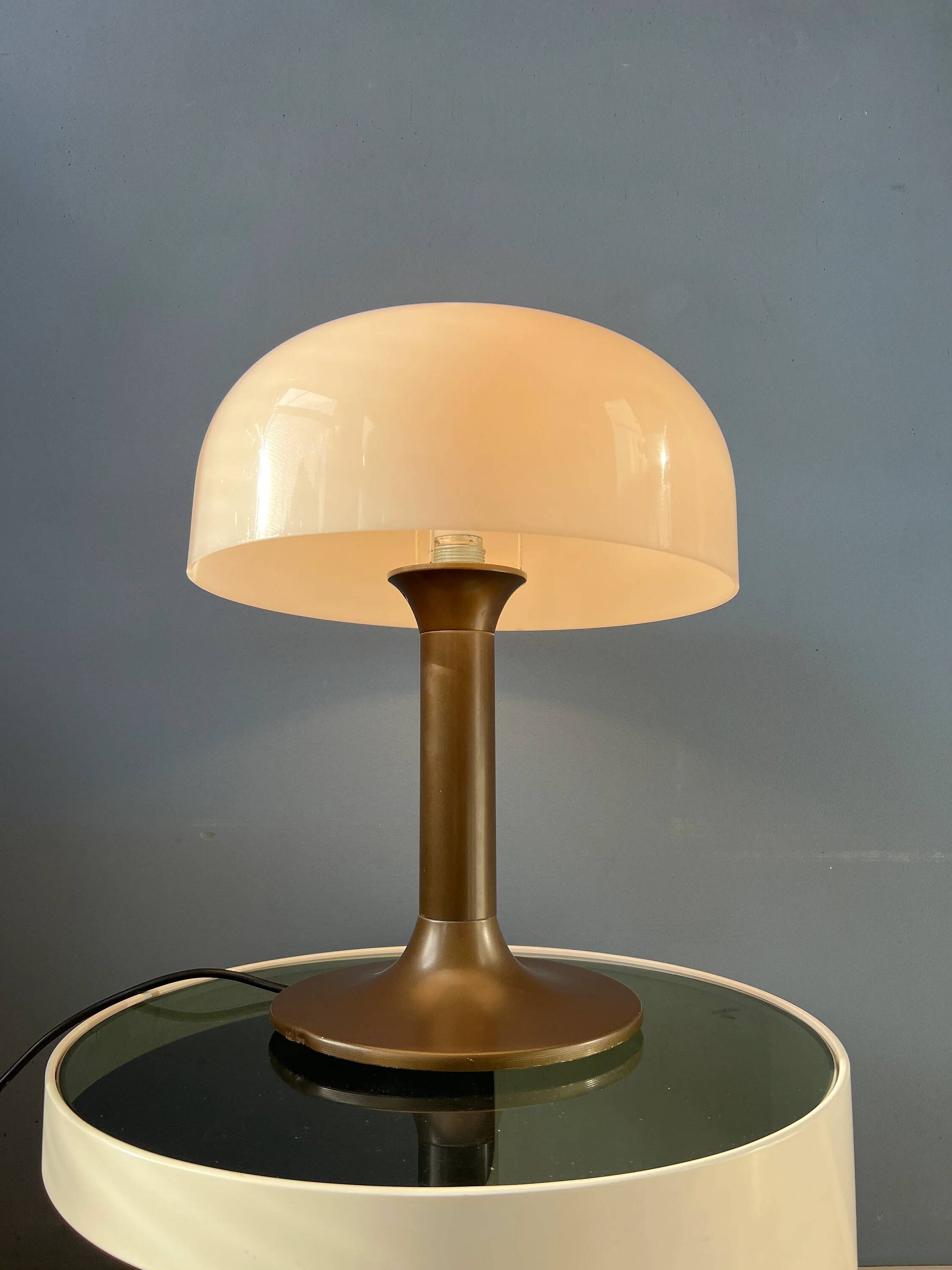 Brown and white Space Age Mid-Century mushroom table lamp