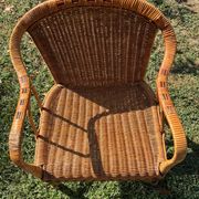 Vintage rattan colonial lounge chair