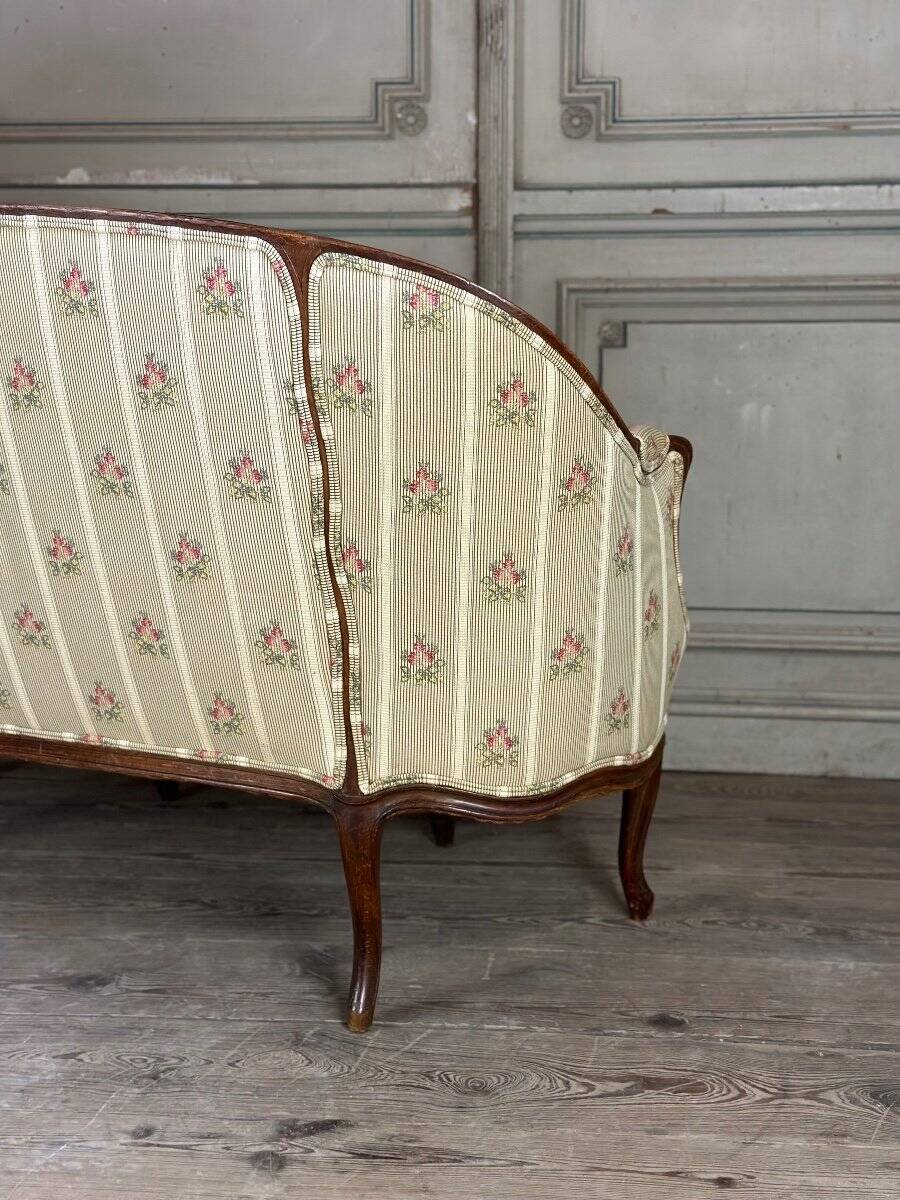Louis XV style carved wooden basket bench, circa 1880