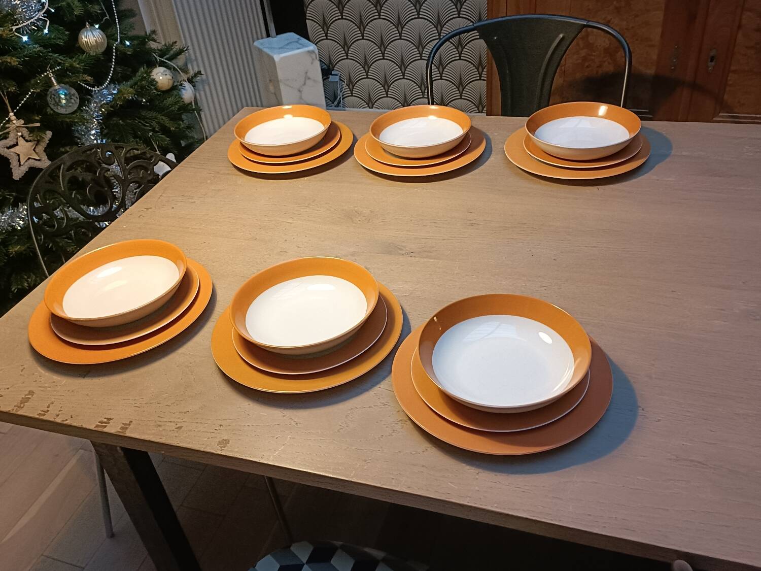 Orange Limoges porcelain plates