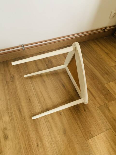 Arthur Umanoff white and wood tripod coffee table