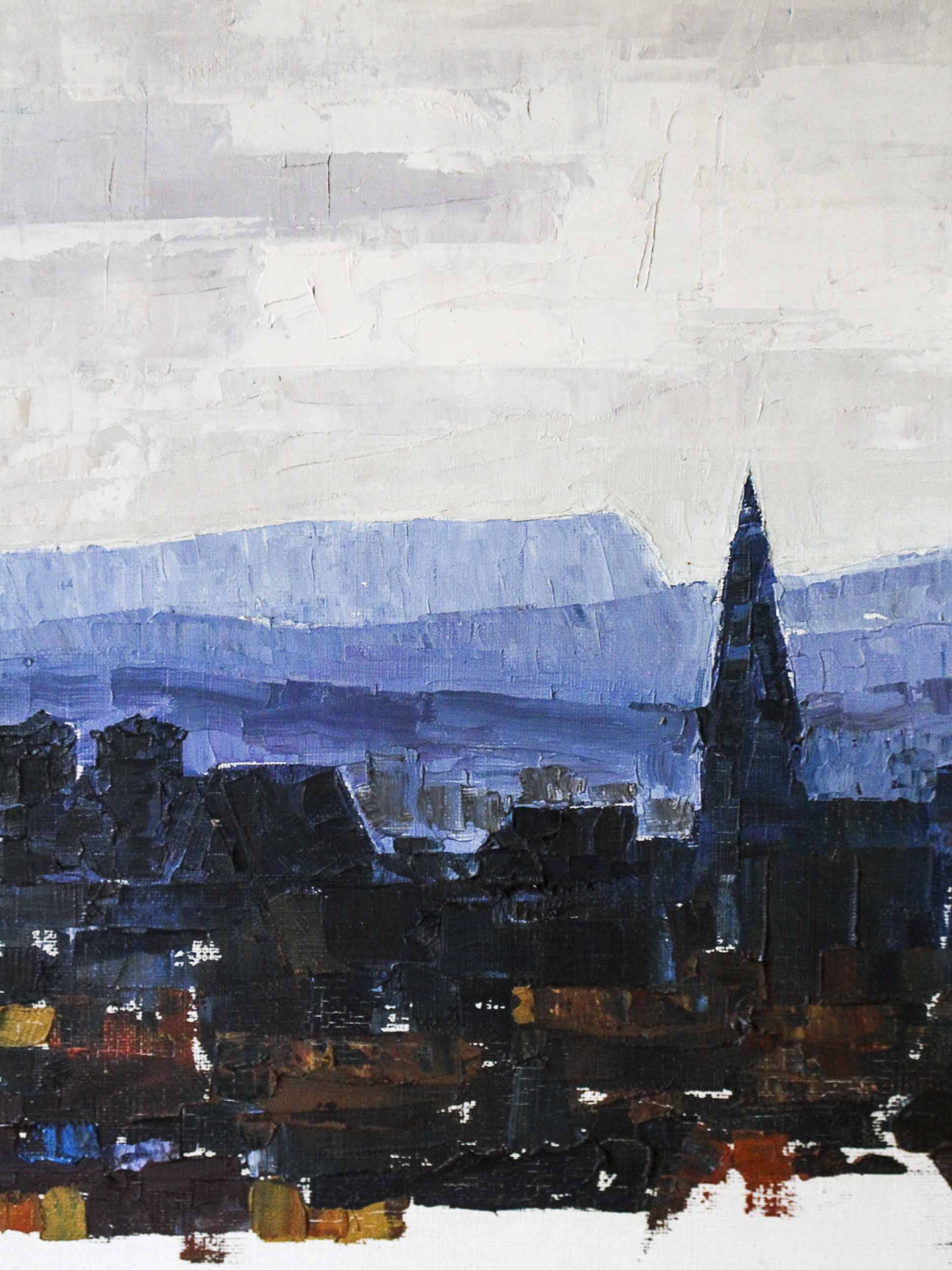 Oil on canvas View of Dijon 1976 Jean-François Devalière