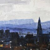 Oil on canvas View of Dijon 1976 Jean-François Devalière