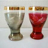 Set 6 small colored crystal glasses