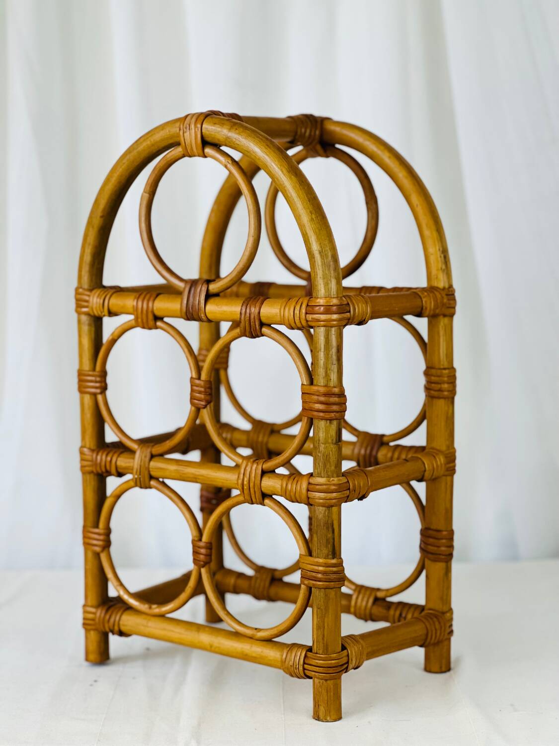 Vintage rattan bottle holder