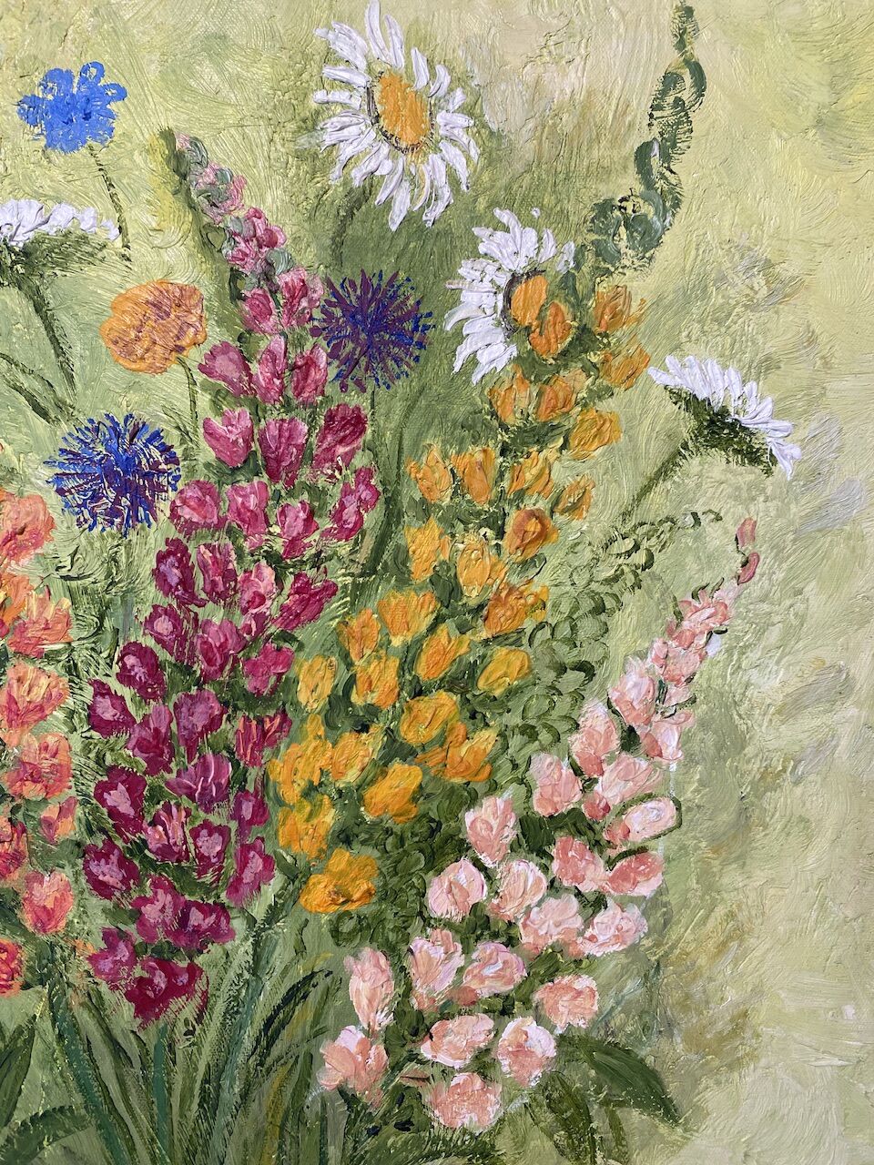 Still life with spring flowers, signed Jafé and dated on the back 1969