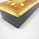 Grand coffret "Paon" en terre estampée, or craquelé et verre